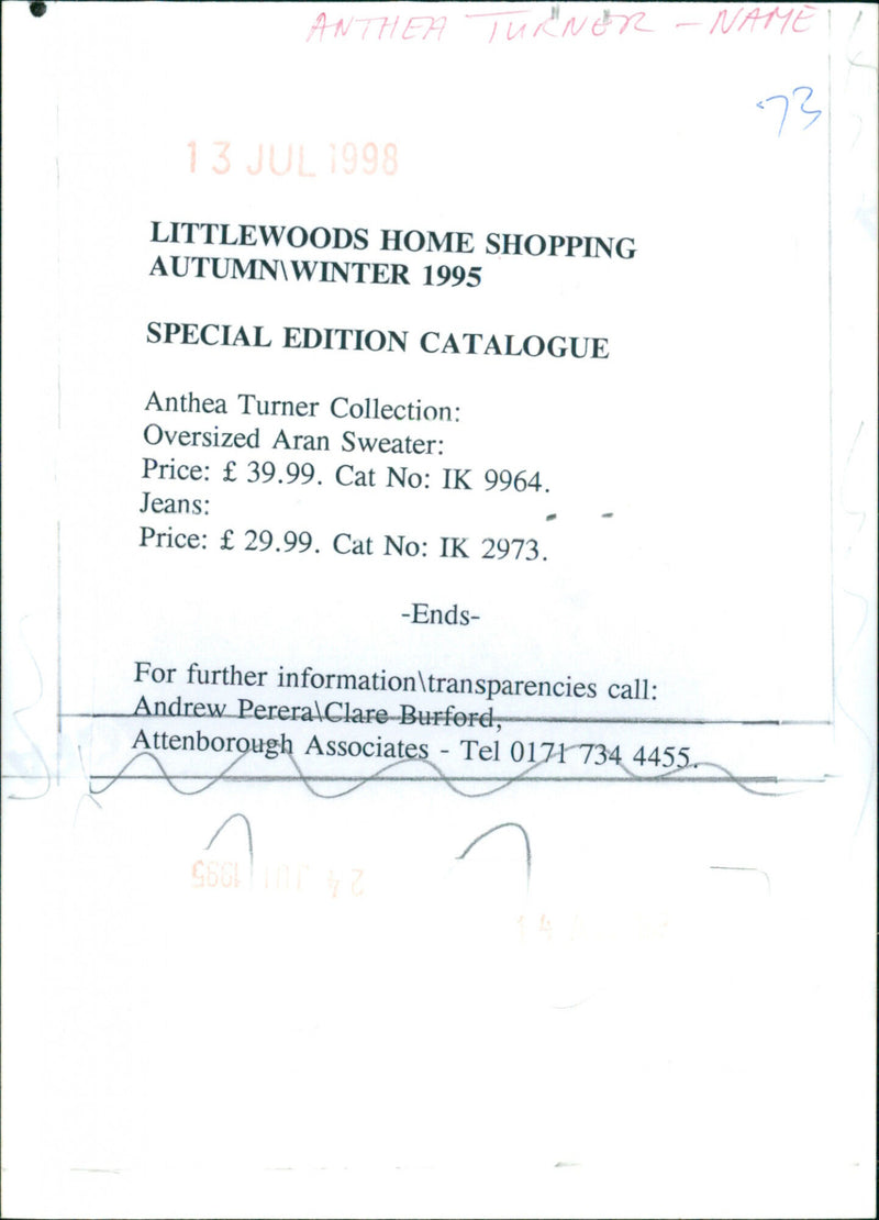 Anthea Turner - Vintage Photograph