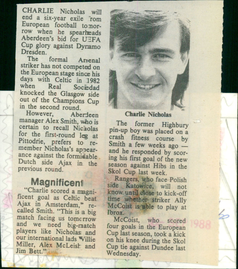 Charlie Nicholas - Vintage Photograph