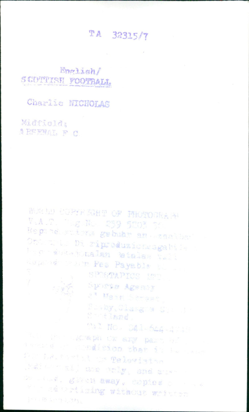 Charlie Nicholas - Vintage Photograph