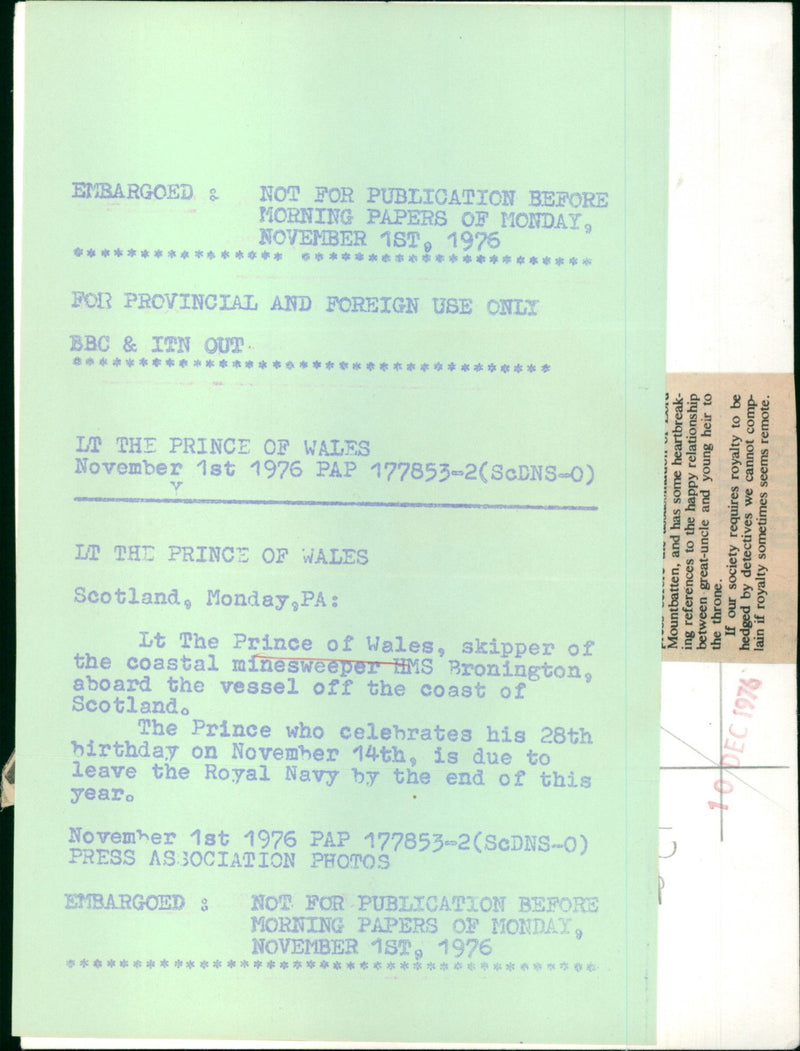 Prince of Wales - Vintage Photograph