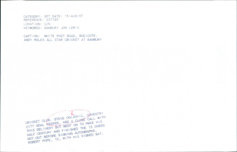 Steve Ogrizovic - Vintage Photograph