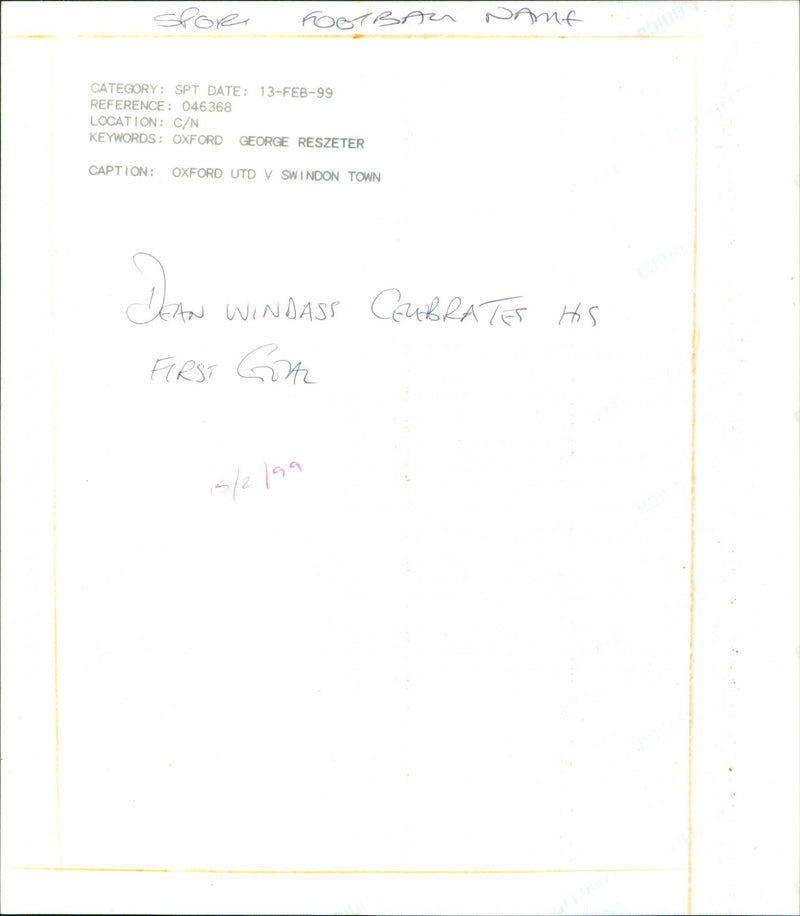 Dean Windass - Vintage Photograph