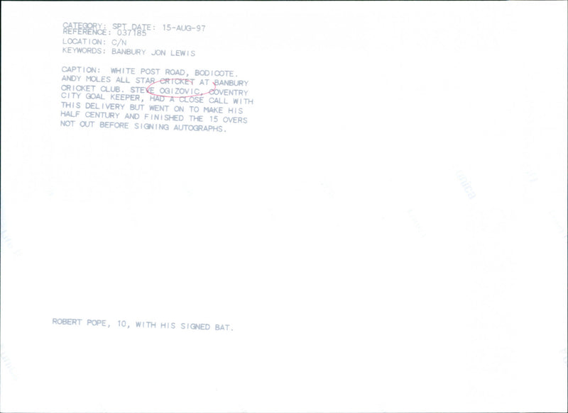 Steve Ogrizovic - Vintage Photograph