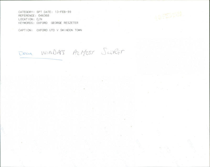 Dean Windass - Vintage Photograph