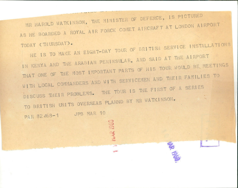 Harold Watkinson - Vintage Photograph