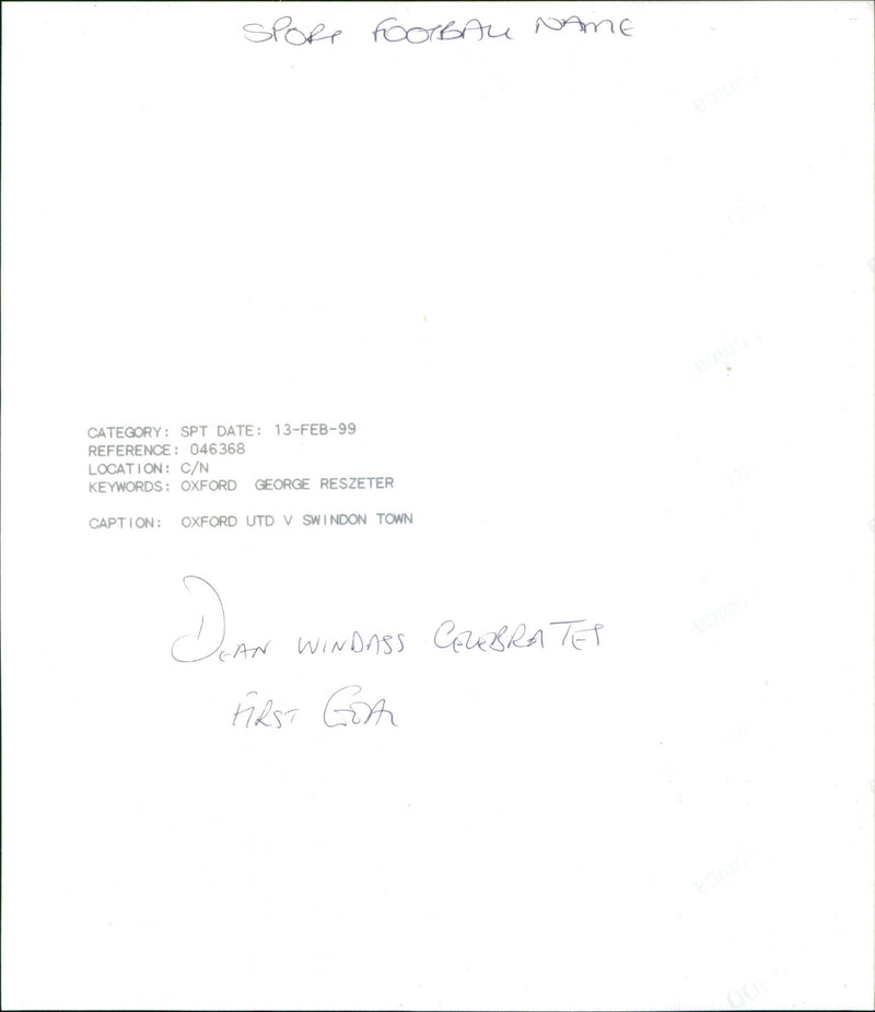 Dean Windass - Vintage Photograph