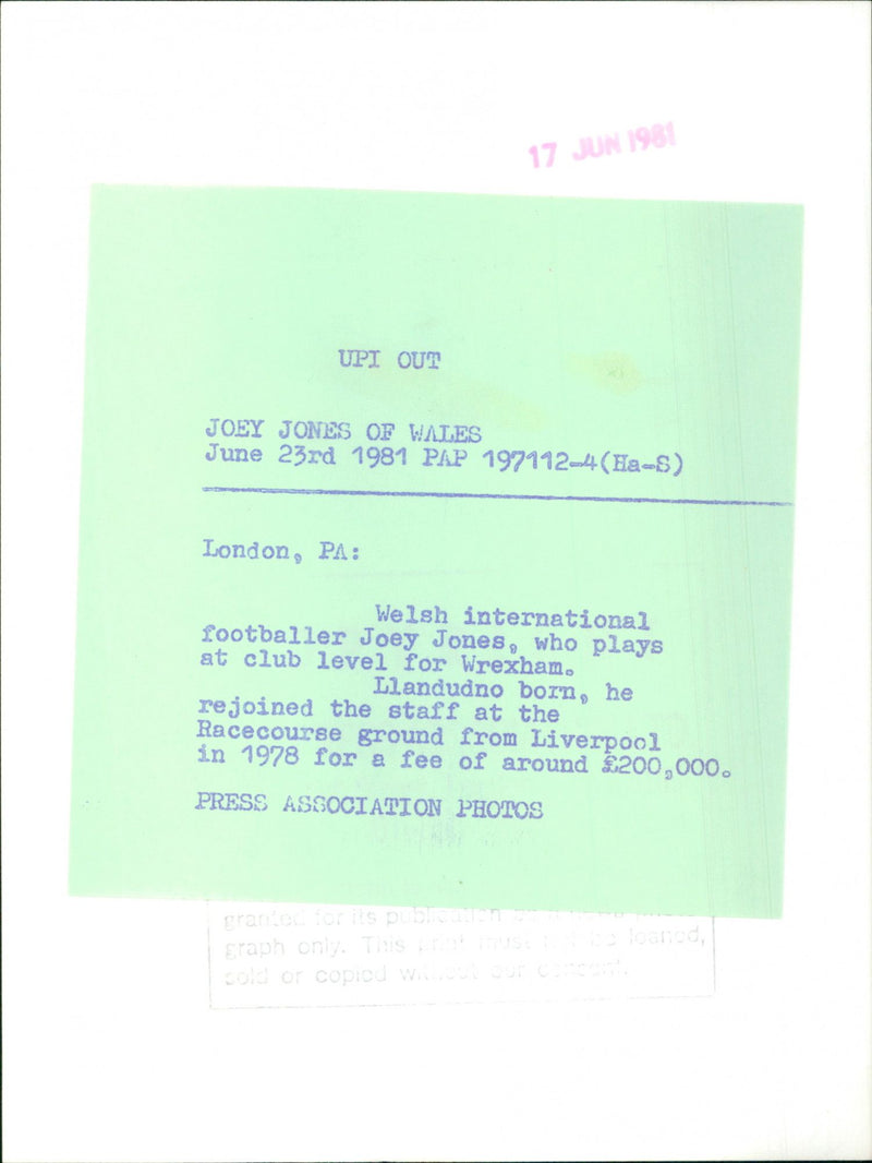 Joey Jones - Vintage Photograph