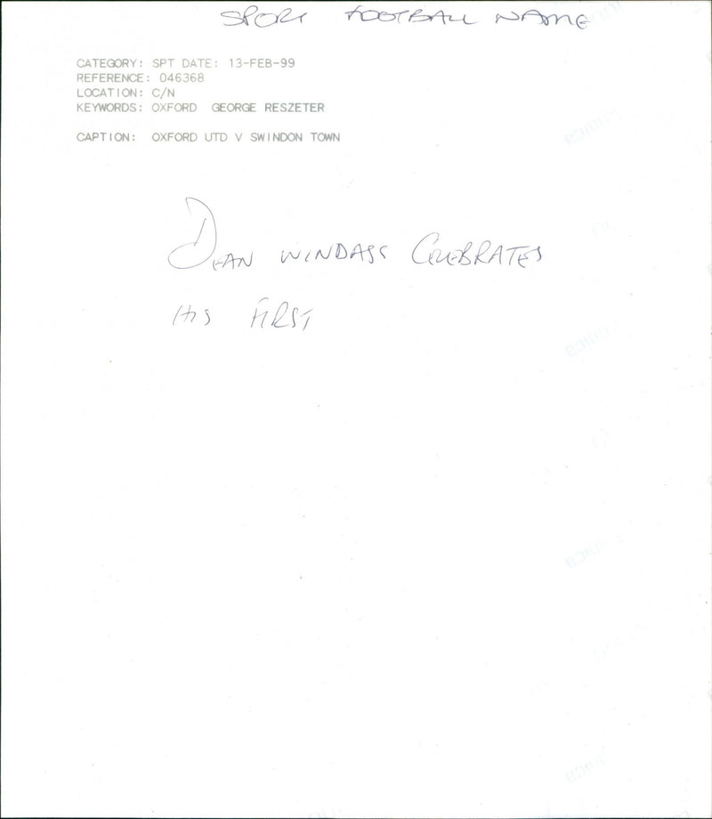 Dean Windass - Vintage Photograph