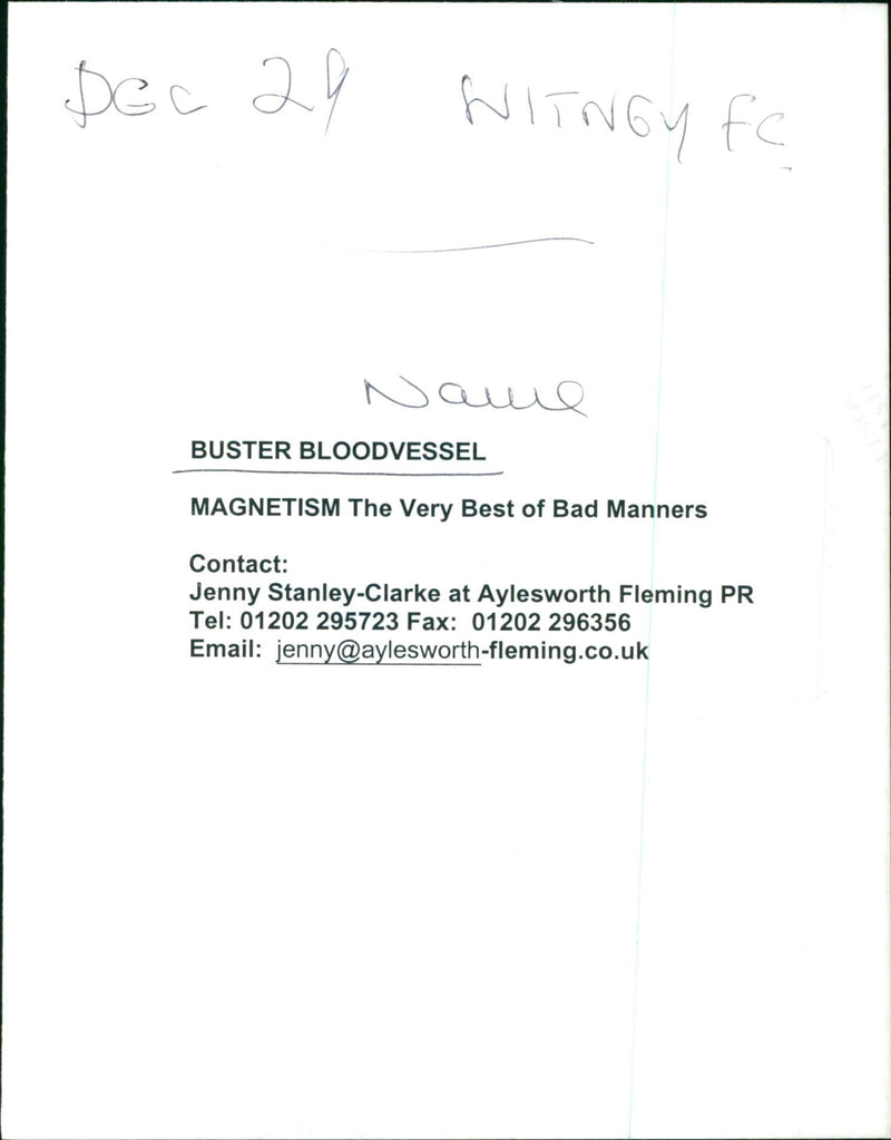 Buster Bloodvessel - Vintage Photograph