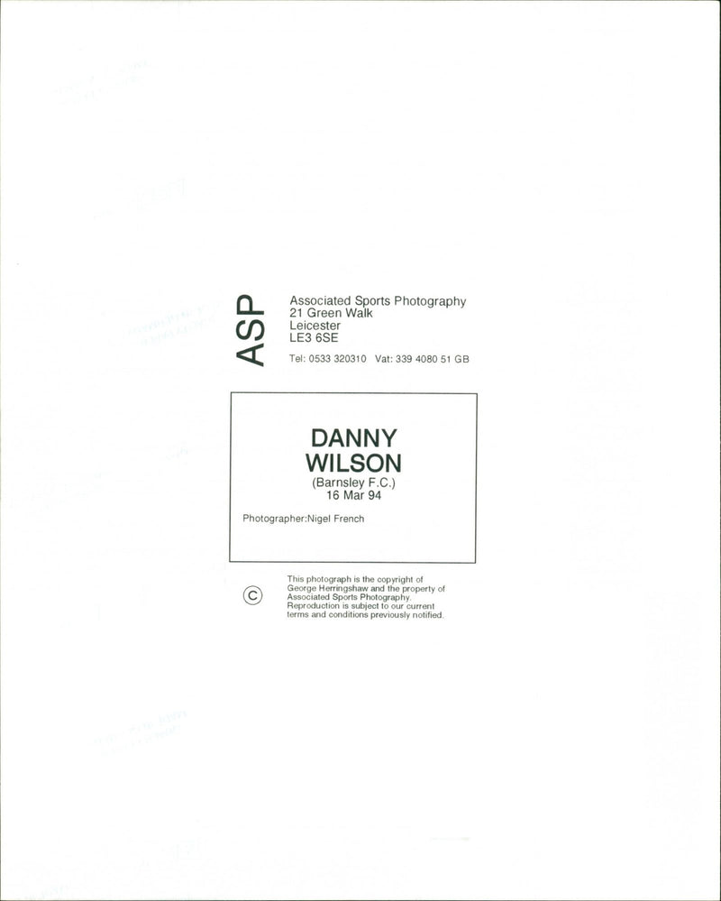 Danny Wilson - Vintage Photograph