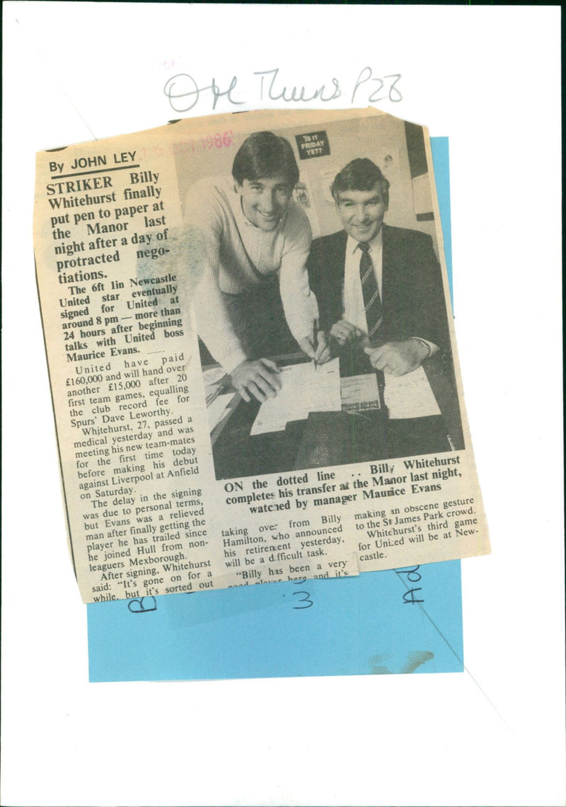 Billy Whitehurst - Vintage Photograph