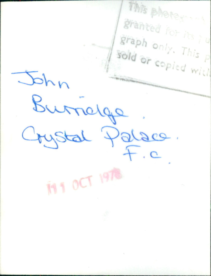 John Burridge - Vintage Photograph