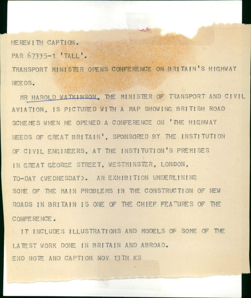 Harold Watkinson - Vintage Photograph