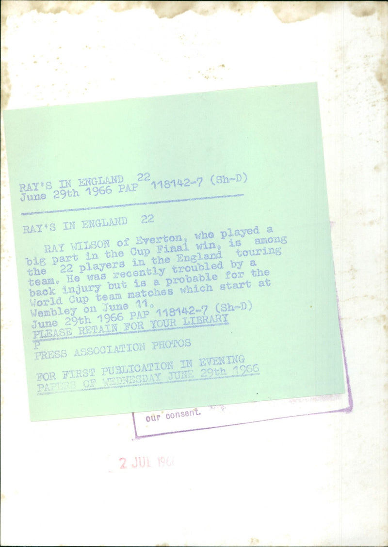 Ray Wilson - Vintage Photograph