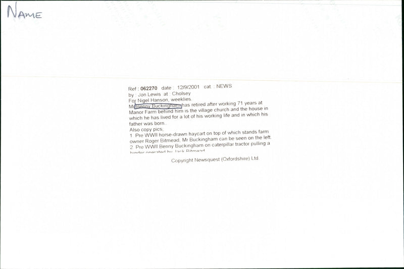 Benny Buckingham - Vintage Photograph