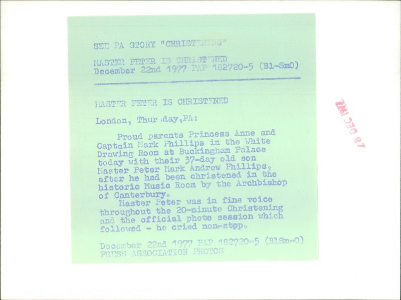 Princess Anne and her baby - Vintage Photograph