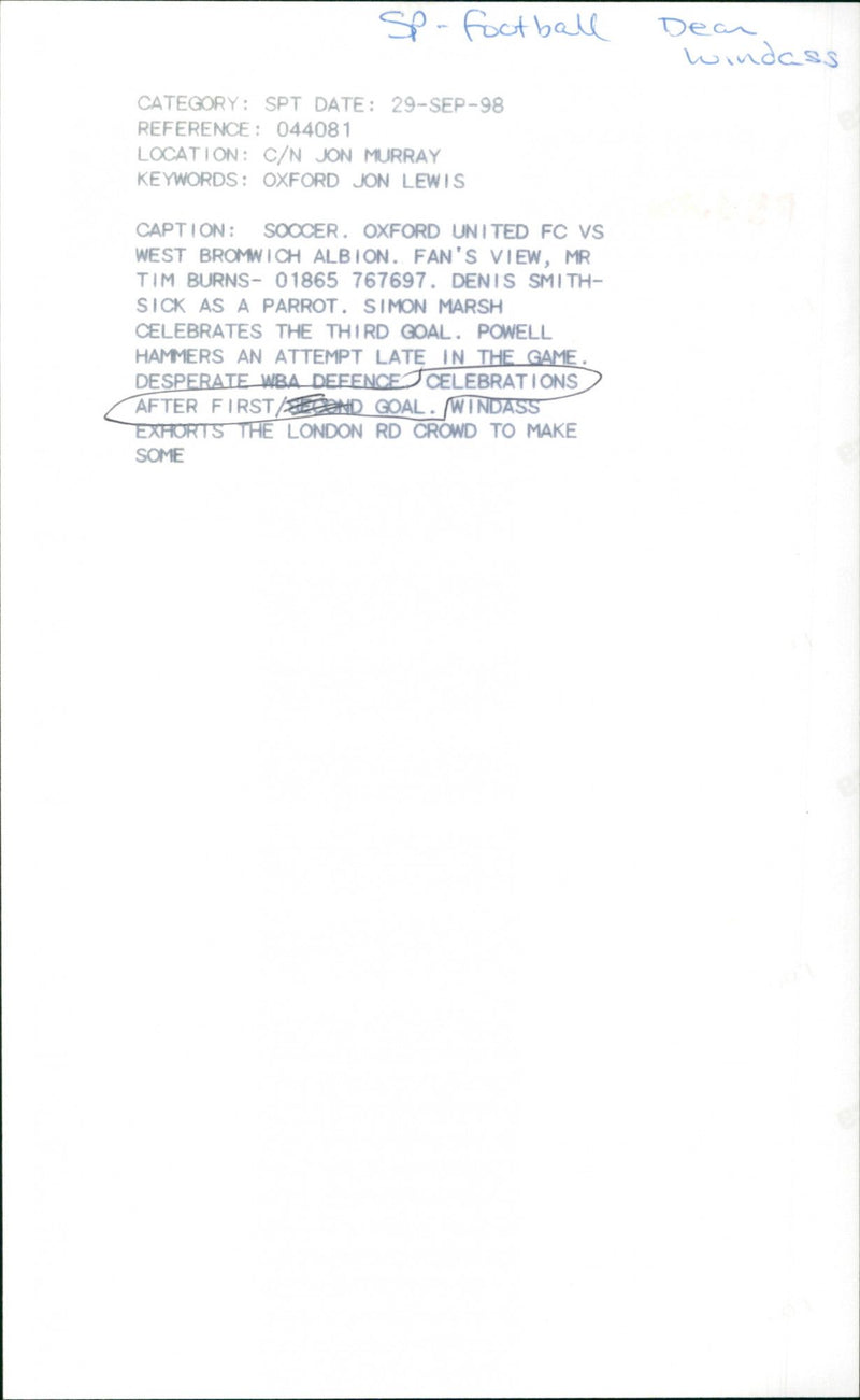 Dean Windass - Vintage Photograph