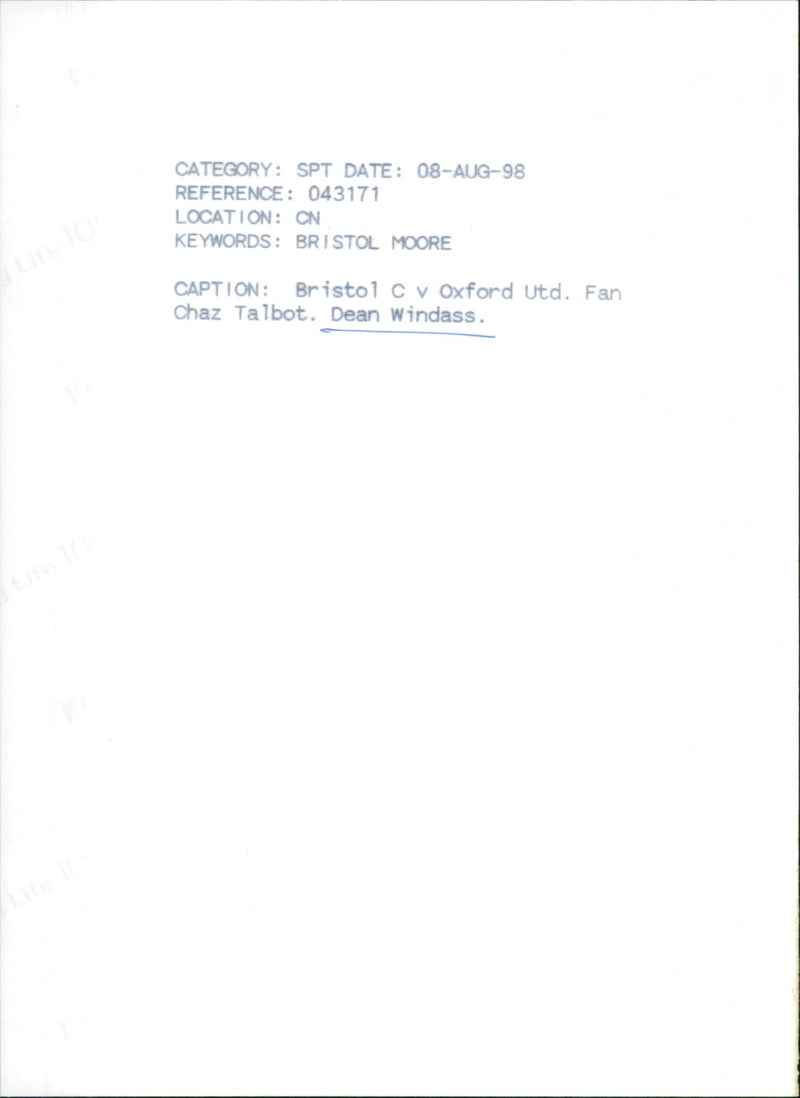 Dean Windass - Vintage Photograph