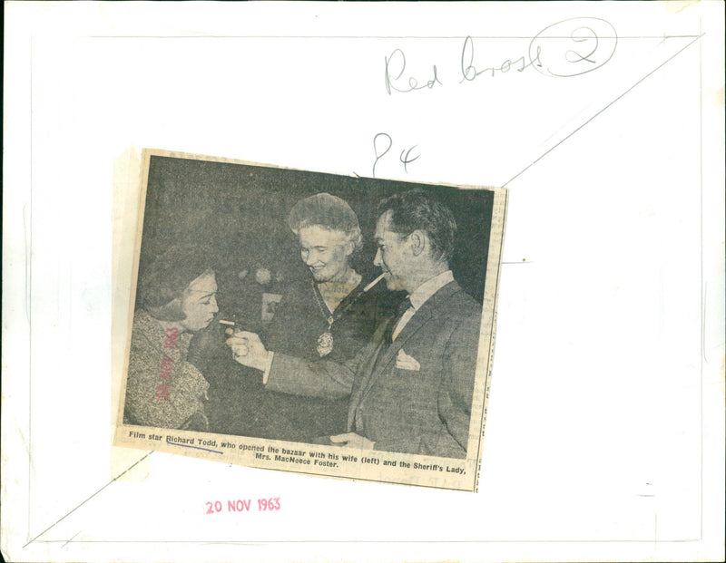 Film star Richard Todd opens a bazaar with his wife and the Sheriff's Lady. - Vintage Photograph