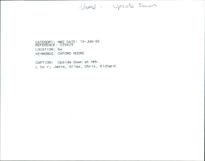 Upside Down at HMV - Vintage Photograph