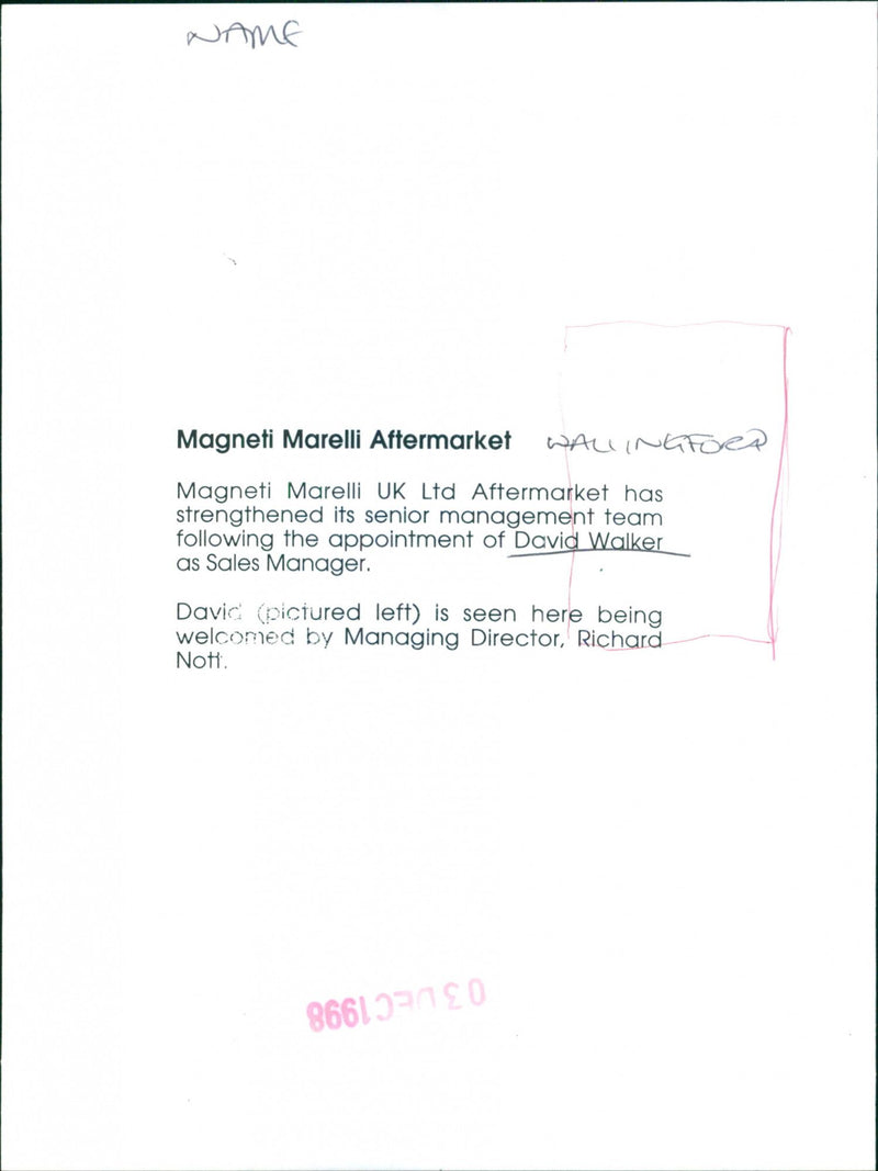 David Walker - Vintage Photograph