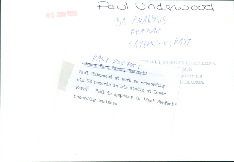 Paul Underwood - Vintage Photograph