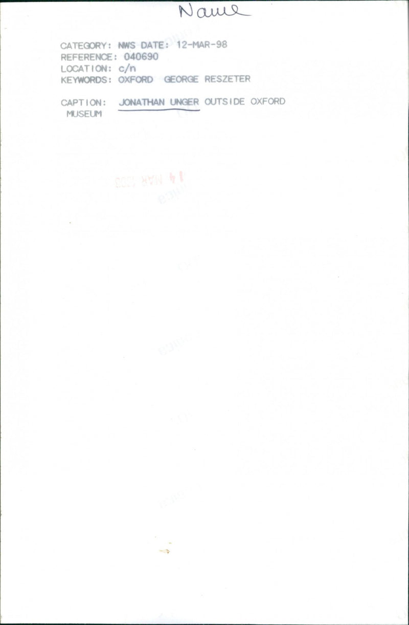 Jonathan Unger - Vintage Photograph