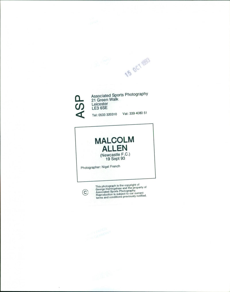 Malcolm Allen - Vintage Photograph