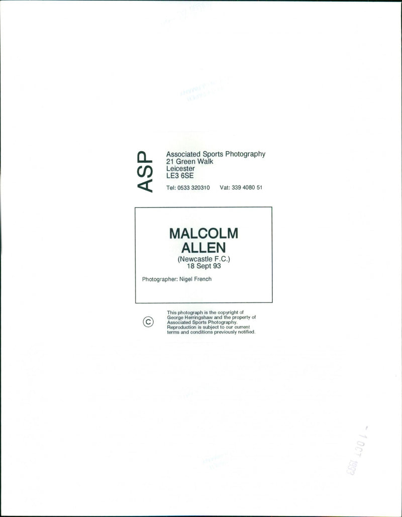 Malcolm Allen - Vintage Photograph