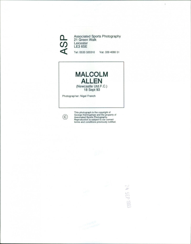 Malcolm Allen - Vintage Photograph