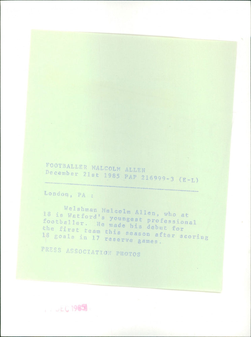 Malcolm Allen - Vintage Photograph