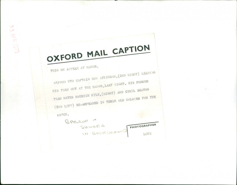 Ron Atkinson - Vintage Photograph