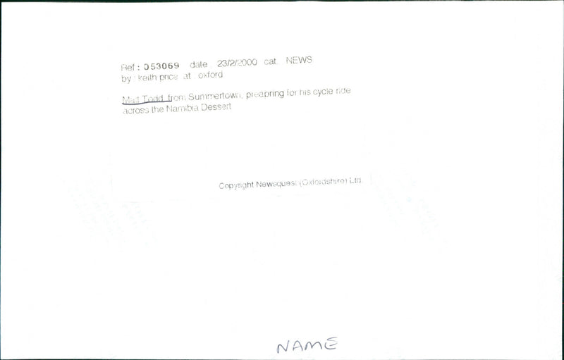 Matt Todd - Vintage Photograph