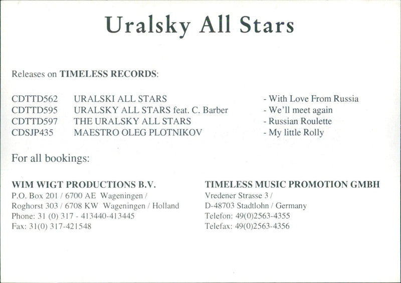Uralsky All Stars - Vintage Photograph