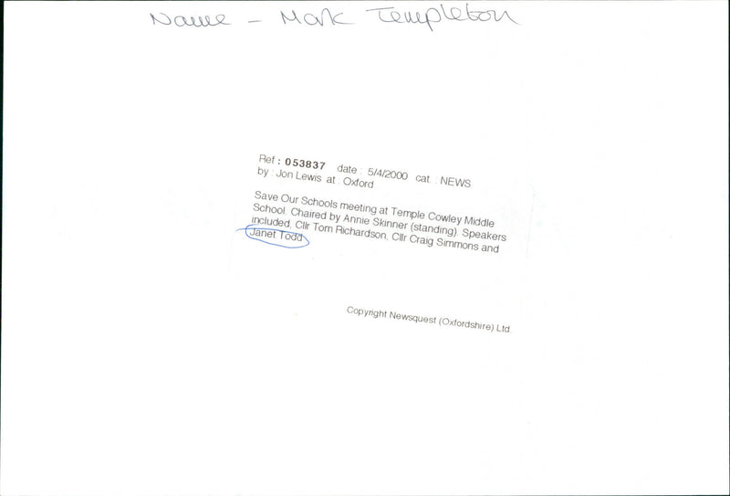 Janet Todd - Vintage Photograph