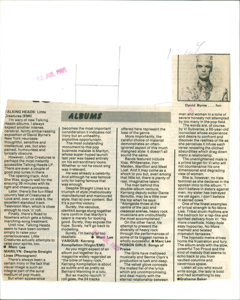 Talking Heads - Vintage Photograph