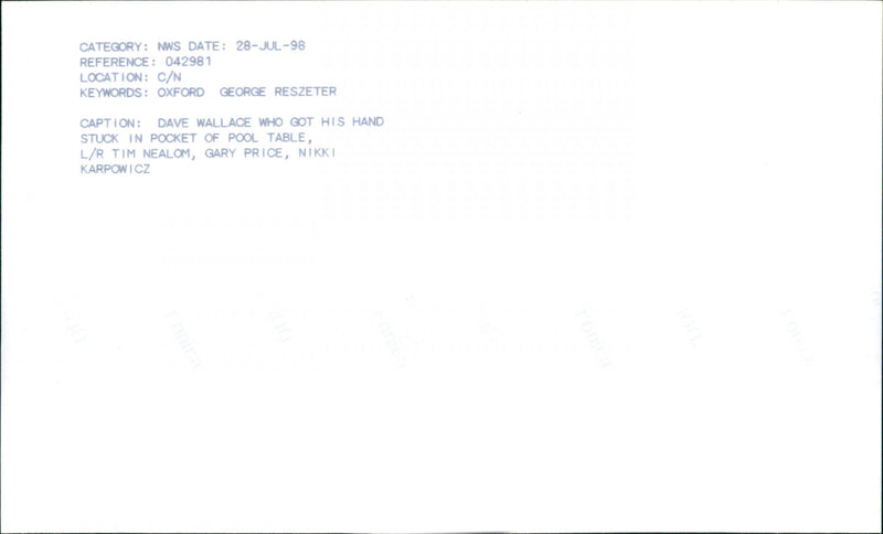 Dave Wallace, Tim Nealom, Gary Price, Nikki Karpowicz - Vintage Photograph