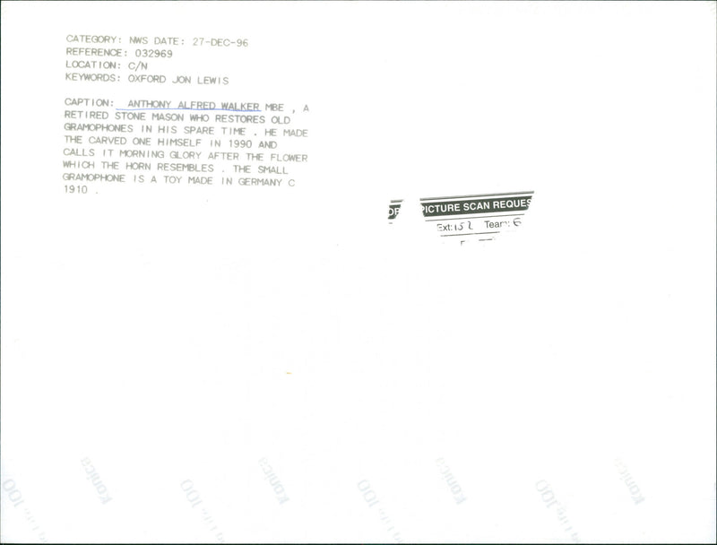 Anthony Alfred Walker MBE - Vintage Photograph