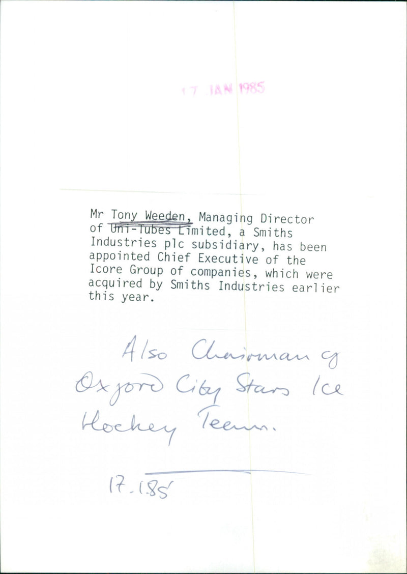 Mr. Tony Weeden - Vintage Photograph