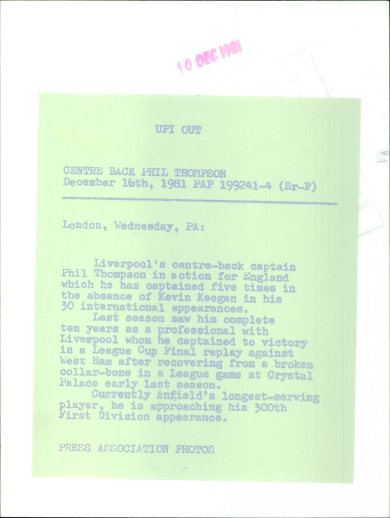 Phil Thompson - Vintage Photograph