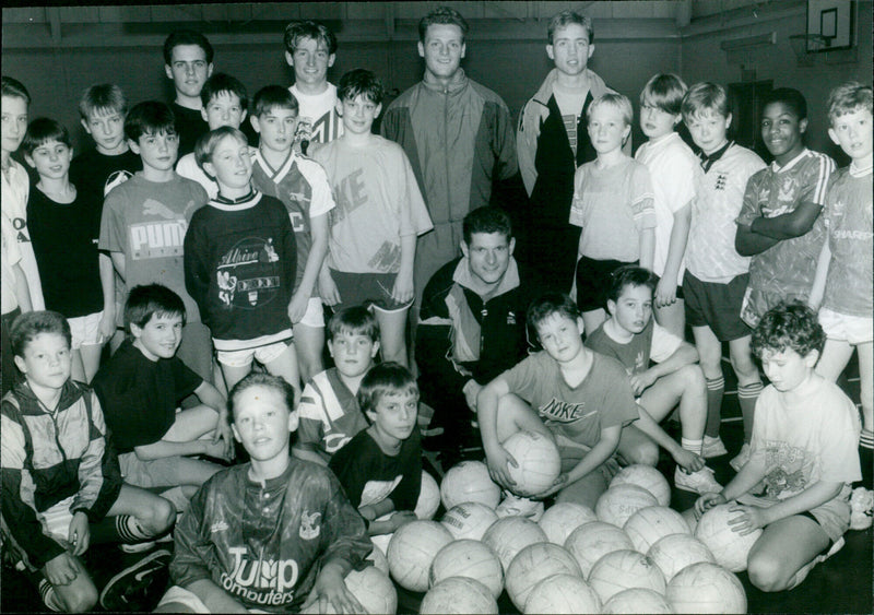 The coach and the boys team of oxon school football - Vintage Photograph