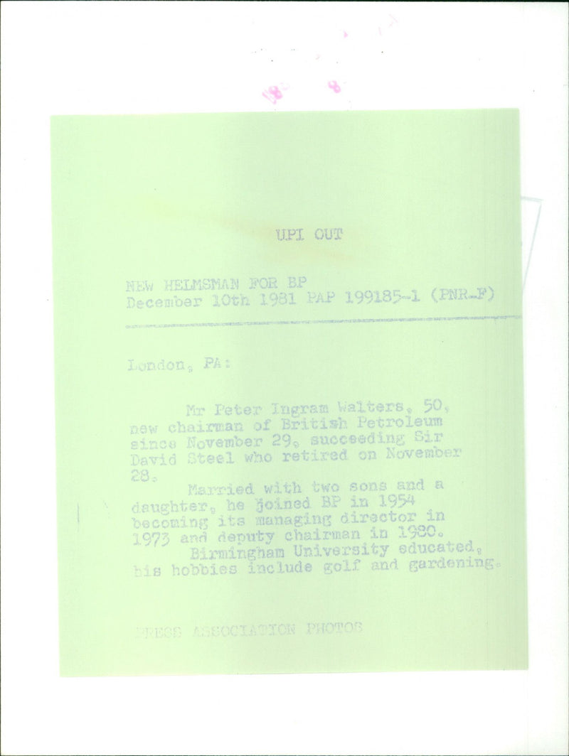 Mr. Peter Ingram Walters - Vintage Photograph