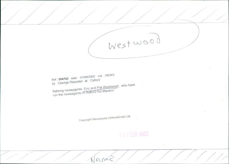 Eric Westwood & Pat Westwood - Vintage Photograph