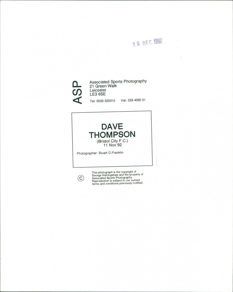 Dave Thompson - Vintage Photograph