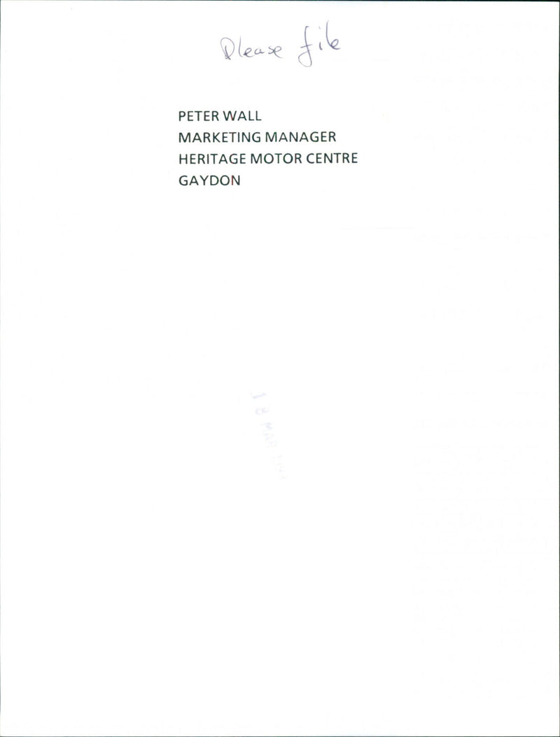 Peter Wall - Vintage Photograph