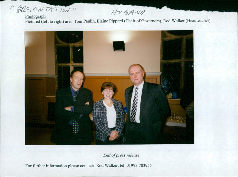 Tom Paulin, Elaine Pippard & Rod Walker - Vintage Photograph