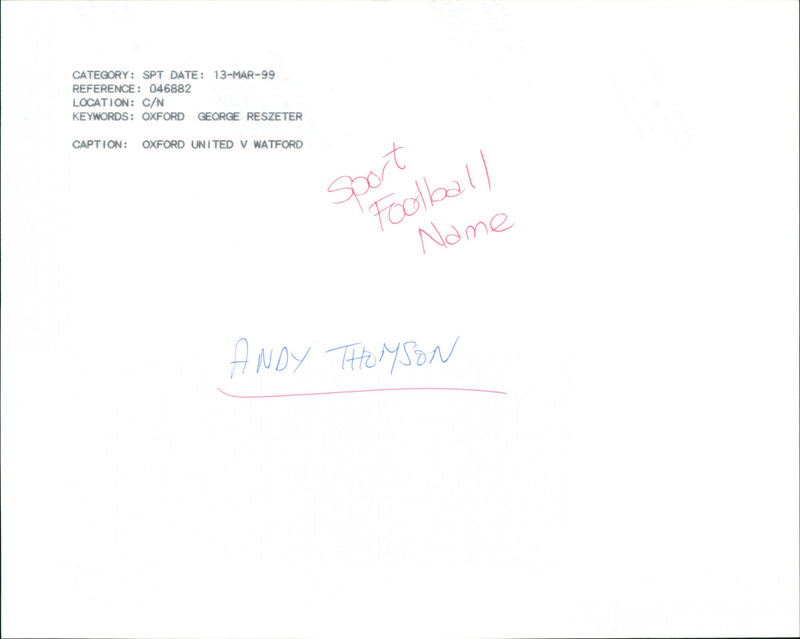 Andy Thomson - Vintage Photograph