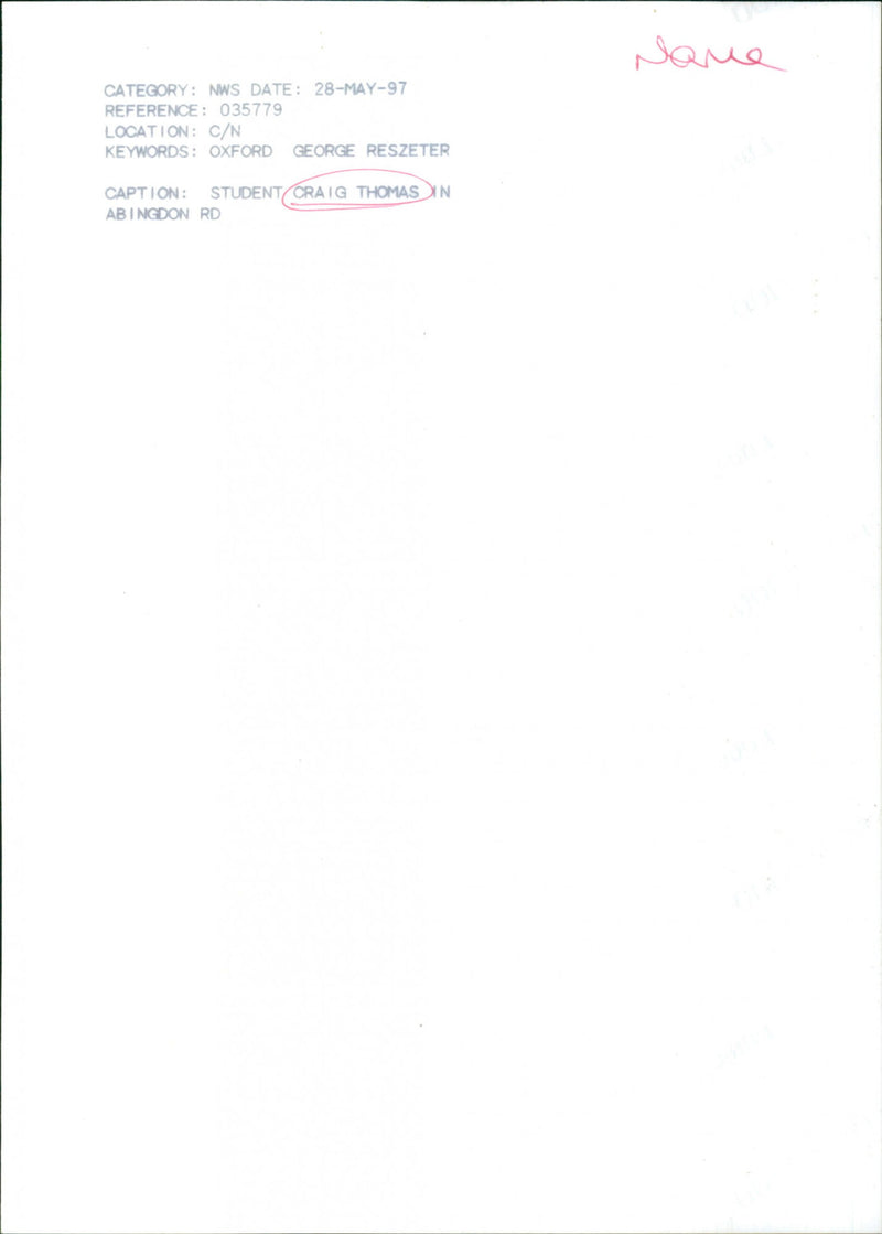 Craig Thomas - Vintage Photograph