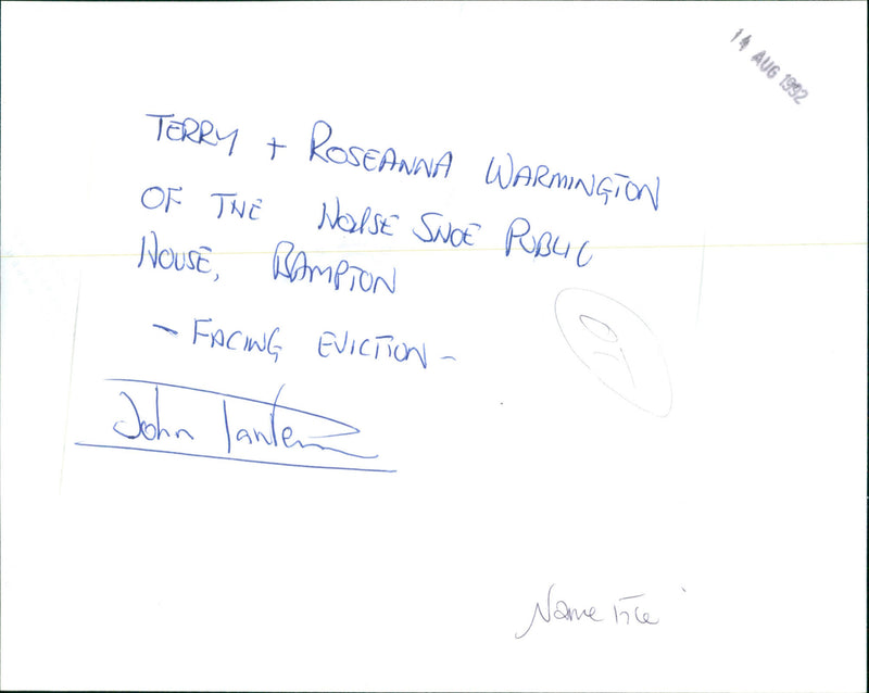 Terry Warmington & Roseanna Warmington - Vintage Photograph