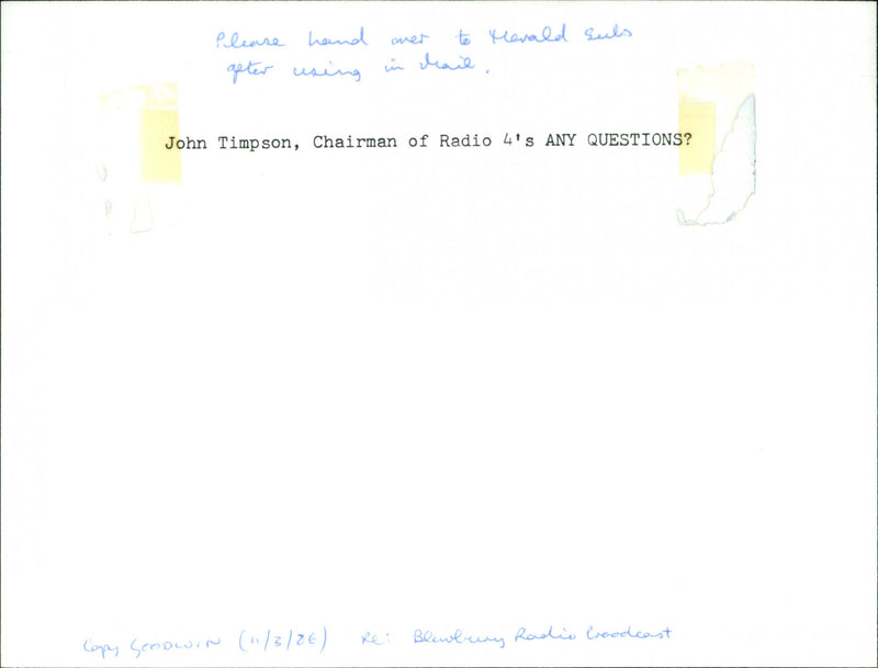 John Timpson - Vintage Photograph